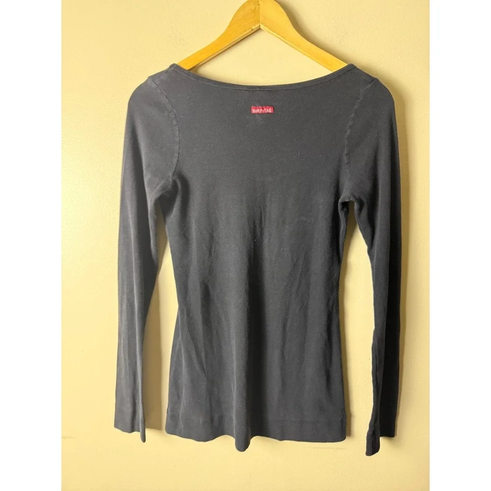 Vintage Hard Tail Forever Long Sleeve Top Womens M Black USA Y2K Earthy Gorpcore